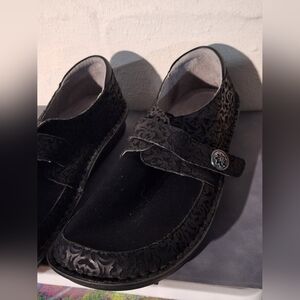 Alegria Black Floral Loafers